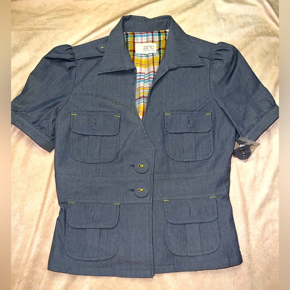 New Original Zinc brand Safari Style Short Sleeve Jacket Size Small